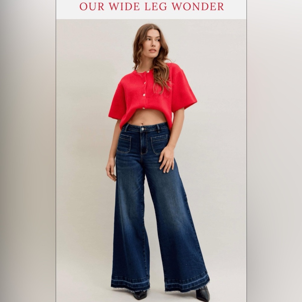 💝 Judy Blue Raw Hem Palazzo Denim